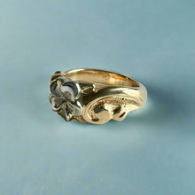 Load image into Gallery viewer, Two-tone Something Romantic Hawaiian Flower Ring in 14K White &amp; Yellow Gold
