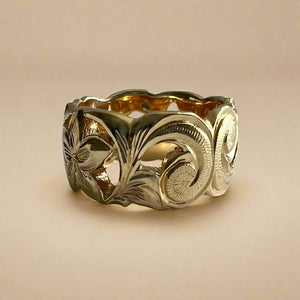 Pukalani Filigree 12mm Ring in 14K Yellow Gold