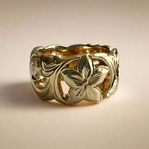 Pukalani Filigree 12mm Ring in 14K Yellow Gold