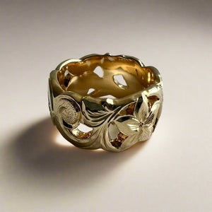 Pukalani Filigree 12mm Ring in 14K Yellow Gold