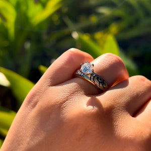 Ali'i 6mm Solitaire Ring with Cubic Zirconia in 14K Yellow Gold in size 8