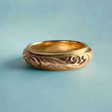 Load image into Gallery viewer, Two-Tone Old English &amp; Hibiscus 6mm Ring in 14K Yellow &amp; Pink Gold
