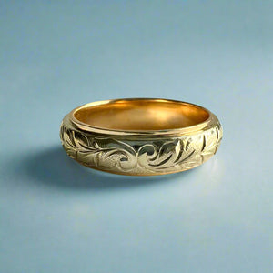 Two-Tone Maile 6mm Ring in 14K Yellow & White Gold