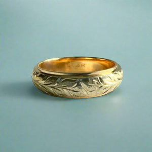 Two-Tone Maile 6mm Ring in 14K Yellow & White Gold