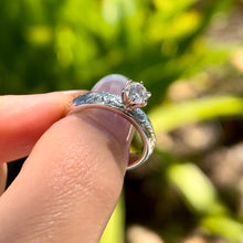 Load image into Gallery viewer, Shiny Old English Solitaire 4mm Ring with Cubic Zirconia in 14K White Gold in size 6
