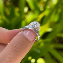 Load image into Gallery viewer, Shiny Old English Solitaire 4mm Ring with Cubic Zirconia in 14K White Gold in size 6
