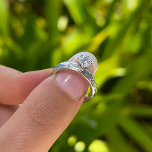 Shiny Old English Solitaire 4mm Ring with Cubic Zirconia in 14K White Gold in size 6