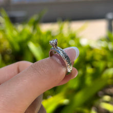 Load image into Gallery viewer, Shiny Old English Solitaire 4mm Ring with Cubic Zirconia in 14K White Gold in size 6
