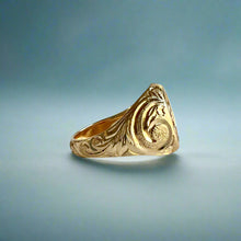 Load image into Gallery viewer, Small Signet with Raised Initial &quot;K&quot; in 14K Yellow Gold
