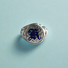 Load image into Gallery viewer, Hawaiian Filigree Signet with Millennium Initial &quot;K&quot; in 14K White Gold
