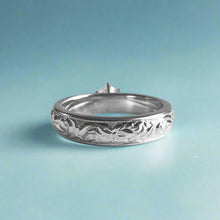 Load image into Gallery viewer, Shiny Old English Solitaire 4mm Ring with Cubic Zirconia in 14K White Gold in size 6

