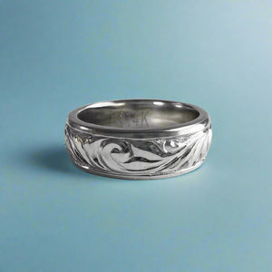Shiny Old English 6mm Ring in 14K White Gold in size 6