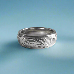 Shiny Old English 6mm Ring in 14K White Gold in size 6
