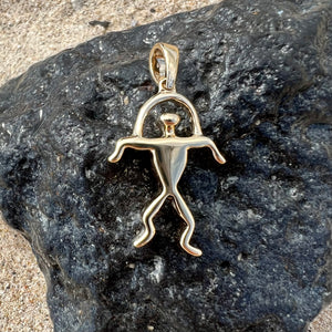 Hawaiian Jewelry Petroglyph Pendant with rainbow man