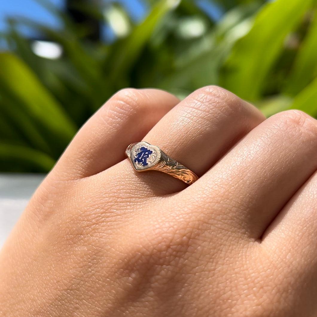 Heart Initial Hawaiian Ring in 14K Gold