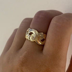 Pukalani Filigree 12mm Ring in 14K Yellow Gold