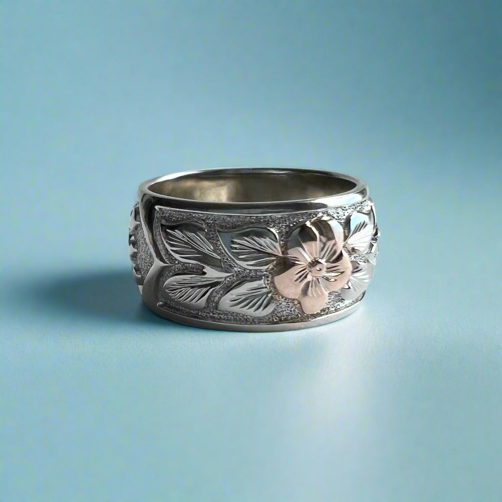 Raised Two-Tone Maile and Plumeria with Leaves 10mm 