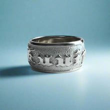 Load image into Gallery viewer, Raised Two-Tone Maile and Plumeria with Leaves 10mm &quot;Kuuipo&quot; Ring in 14K White &amp; Pink Gold
