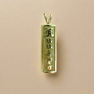 Raised "Kuuipo" 8mm x 1'' Pendant in 1*K Yellow Gold