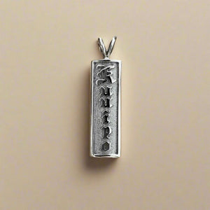 Raised "Kuuipo" 8mm x 1'' Pendant in 14K White Gold