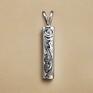 Old English with border 6mm x 1'' Pendant in 14K White Gold