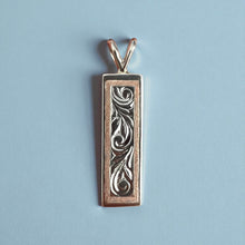 Load image into Gallery viewer,   Two-Tone 8mm x 1" Pendant with Old English in 14K White &amp; Pink Gold
