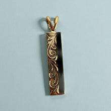 Load image into Gallery viewer, Two-Tone 6mm x 1" Alu Like Old English Pendant in 14K Yellow &amp; White Gold
