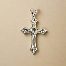 Load image into Gallery viewer, Medium Byzantine Cross Pendant in 14K White Gold
