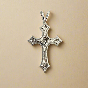 Medium Byzantine Cross Pendant in 14K White Gold