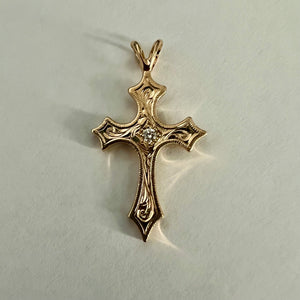 Medium Byzantine Cross with Diamond Pendant 