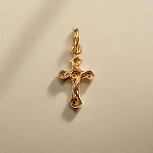 Load image into Gallery viewer, Byzantine Cross Charm Pendant in 14K Pink Gold

