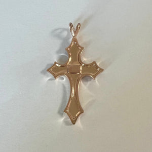 Back of Large Byzantine Cross Pendant in 14K Pink Gold