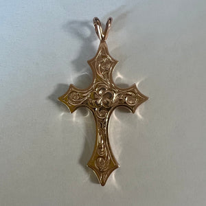 Large Byzantine Cross Pendant in 14K Pink Gold