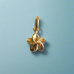 Single Small Plumeria Pendant in 14K Yellow Gold