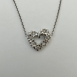 Mini Plumeria Heart Necklace with Diamonds in 14K Gold