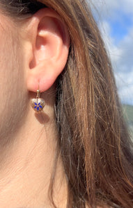 Puanani Heart Earrings w/ Cobalt Blue, Yellow or Green Enamel Flower