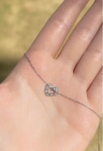 Load image into Gallery viewer, Mini Plumeria Heart Necklace with Diamonds in 14K Gold
