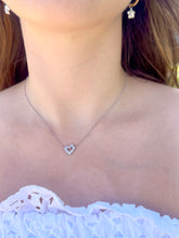 Load image into Gallery viewer, Mini Plumeria Heart Necklace with Diamonds in 14K Gold
