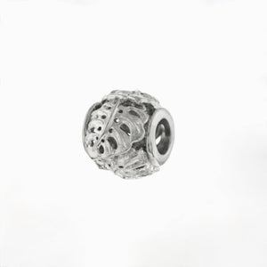 Small Monstera Filigree Bead Pendant in 14K White Gold