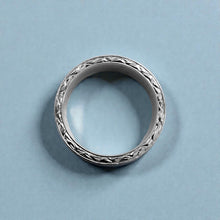 Load image into Gallery viewer, Milgrain Border Shiny Maile, Hibiscus &amp; Plumeria 4mm Flat Ring in 14K White Gold
