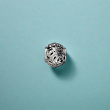 Load image into Gallery viewer, Small Monstera Filigree Bead Pendant in 14K White Gold
