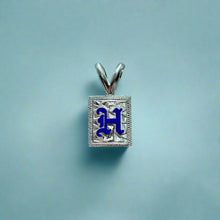 Load image into Gallery viewer, 8mm Enamel Initial H Pendants in 14K White Gold
