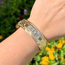 Load image into Gallery viewer, Victorian Scrolls 18mm Raised &quot;Kuuipo&quot; Hawaiian Bangle Bracelet in 14K Yellow Gold
