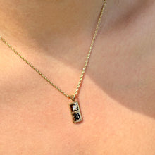 Load image into Gallery viewer, 8mm x 5/8&quot; Initial B Pendant with Flower &amp; Diamond in 14K Yellow Gold
