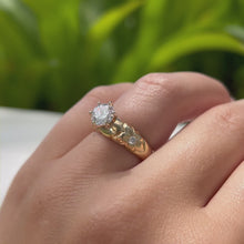 Load and play video in Gallery viewer, Palau Hibiscus Solitaire Ring w/ Diamonds &amp; Zirconia in 14K Yellow Gold
