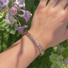 Load and play video in Gallery viewer, Scalloped Shiny Maile 10mm Hawaiian &quot;Kuuipo&quot; Bangle Bracelet in 14K Pink Gold
