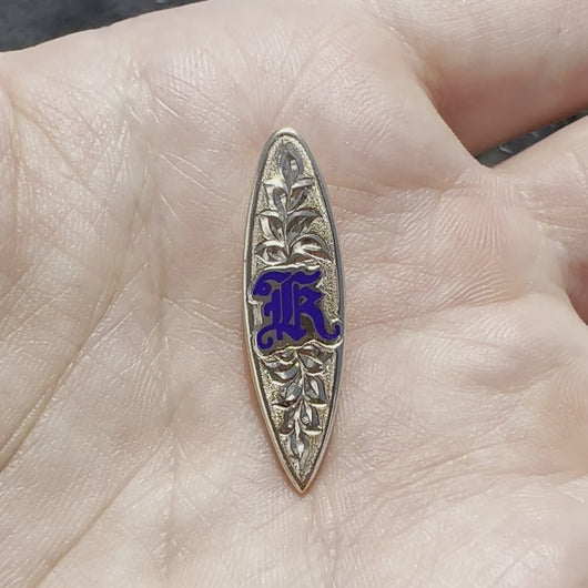 Surfboard Hawaiian Pendant with enamel initial 