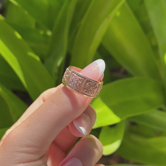 Hawaiian Quilt Ring in Pink Gold