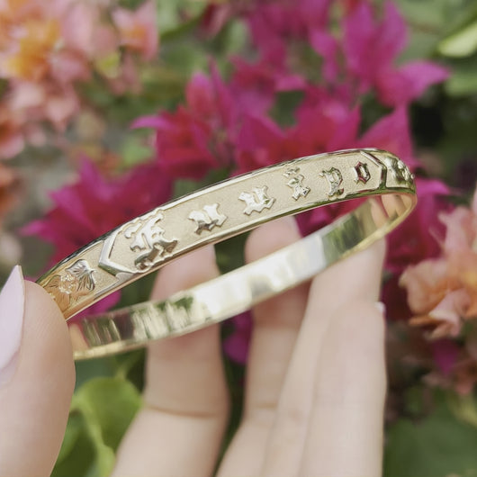 Gold Hawaiian Bangle with Mokihana Berry