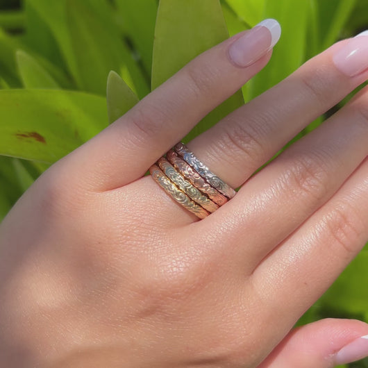 Hawaiian Hibiscus Engraving Rings